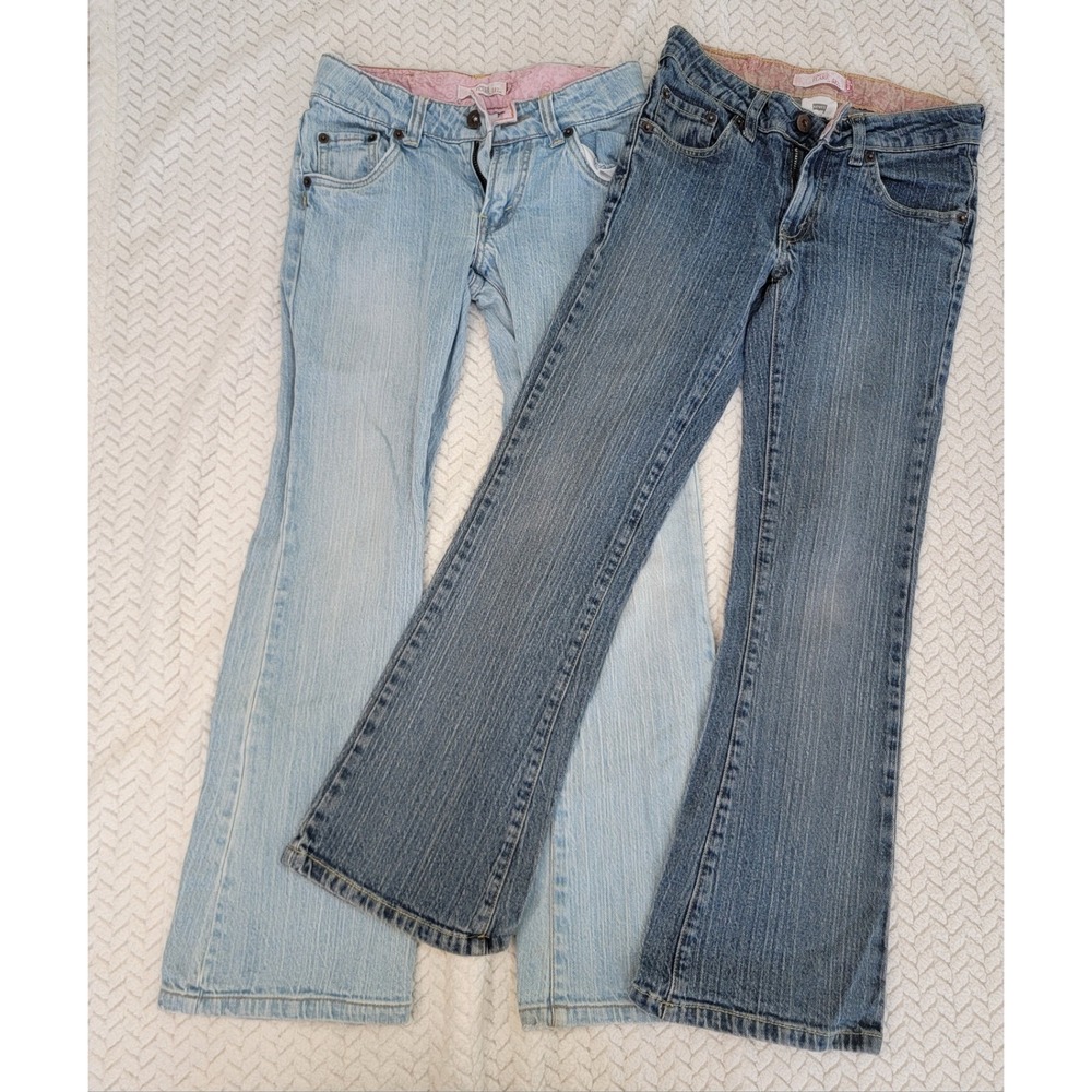 Levi's 517 Young Girls 10 Denim Flare Reg Leg Jeans Pink Stitching Lot of 2